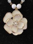 Enameled flower necklace & earrings