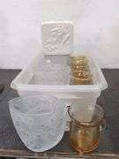 Crystal and Amber glass tealight holders, Lenox vase. 1c