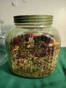 2 Vintage counter jars- 1 is Vaseline glass
