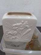 Crystal and Amber glass tealight holders, Lenox vase. 1c