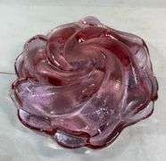 Vintage 1960’s Fenton Art Glass Swirl Astray in Colonial Pink 9”Wide