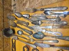 Large Hanging Utensils and Vintage Silverware.(BIN) $15