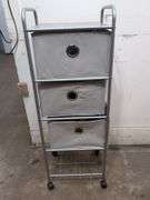 Metal utility cart with 3 fabric drawers