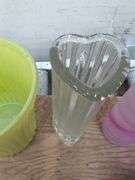 Assortment of glass vases, cobalt blue pitcher. 1d