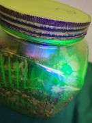2 Vintage counter jars- 1 is Vaseline glass