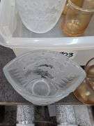 Crystal and Amber glass tealight holders, Lenox vase. 1c
