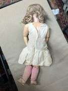 Vintage porcelain and wood doll approx 25"