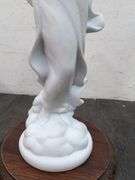 Mother and child porcelain statue with wood base 10.5" tall. 1b