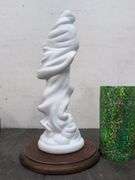 Mother and child porcelain statue with wood base 10.5" tall. 1b