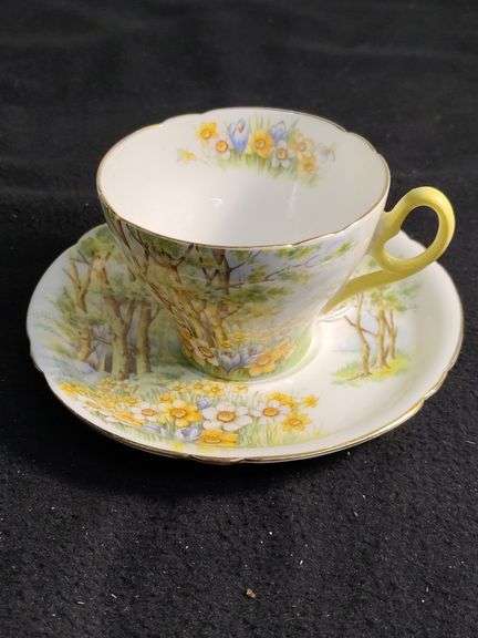 Daffodil Lime Shelly cup and saucer