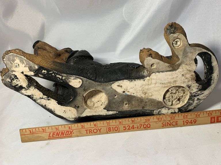 Vintage Large 16" Bloodhound Black Dog Resin