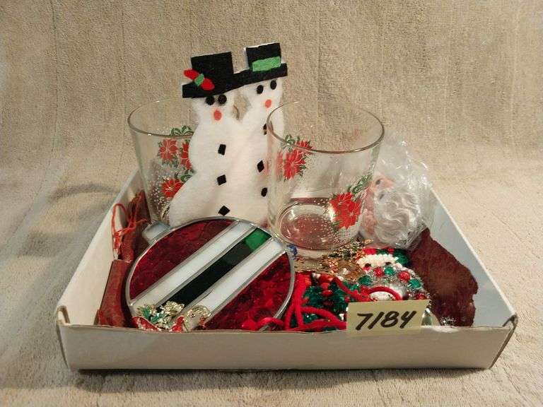 Vintage Christmas brooches and earrings. Beautiful leaded glass ornament.