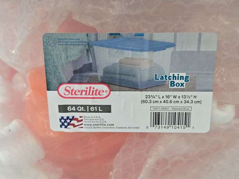 Sterilite Latch Top Storage Tote Full of Packing Supplies. 4A
