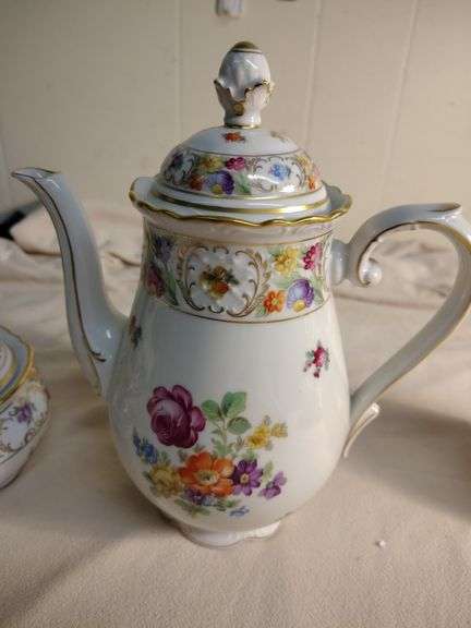 Schumann Germany Empress teapot, creamer and sugar