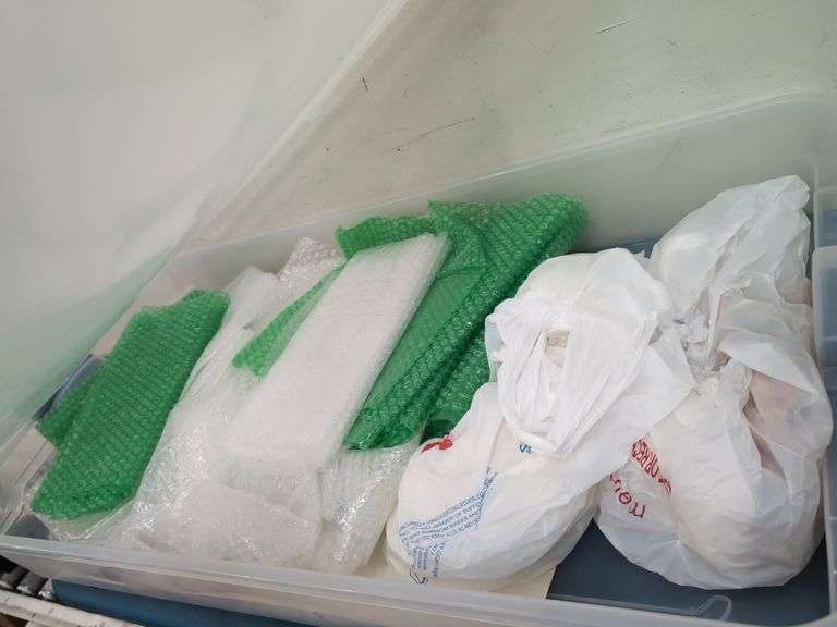 2 under bed storage totes, bubble wrap and more