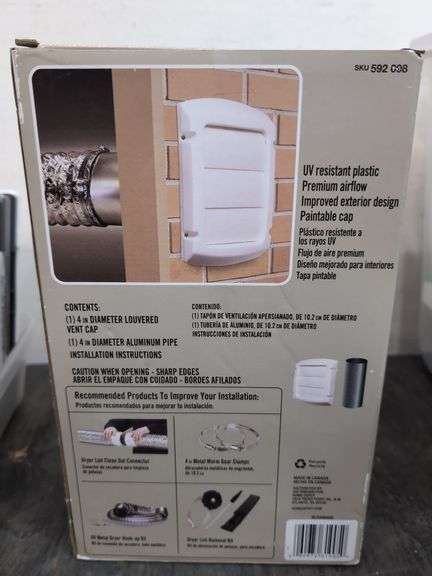 4" louvered exhaust hold for dryer and exhaust fan venting. 1c