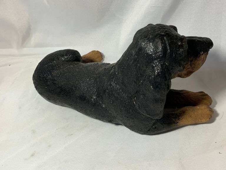 Vintage Large 16" Bloodhound Black Dog Resin
