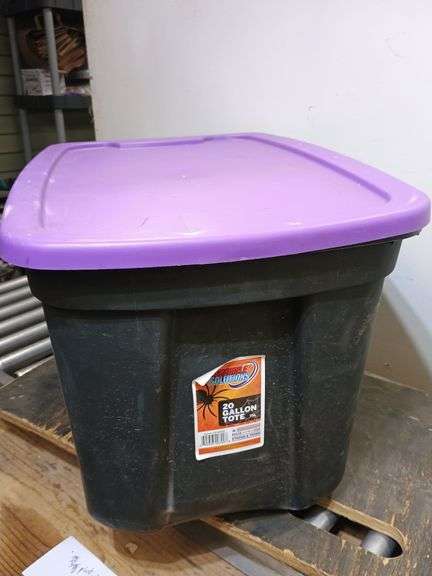Tote of canning supplies. 9a