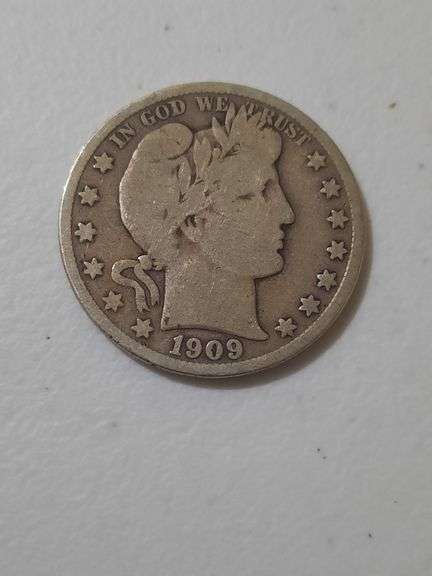 1909 S Barber Silver Half Dollar