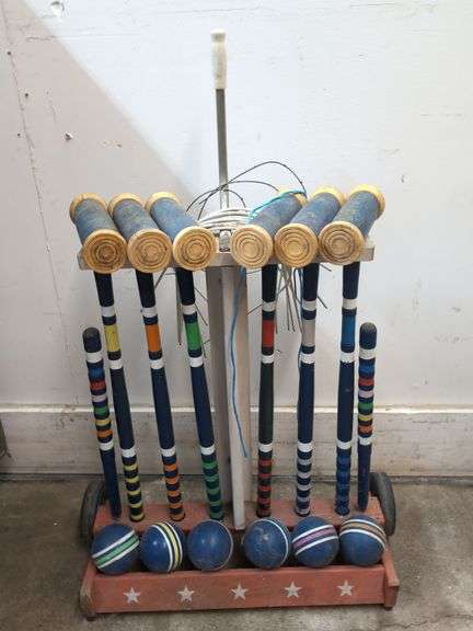 Complete vintage croquet set
