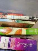 Books, DVD, tote with lid. 8e