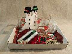 Vintage Christmas brooches and earrings. Beautiful leaded glass ornament.