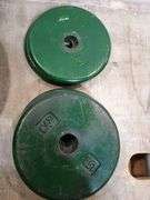 Six 5 lb barbell weights. 11c