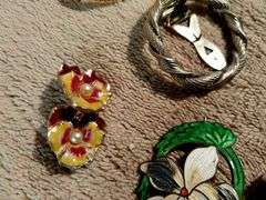 Vintage jewelry. Pins, brooches, earings.