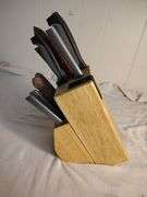 Farberware Knife block with knife sharpener built and knives
