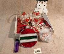 Vintage Christmas brooches and earrings. Beautiful leaded glass ornament.