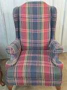Pair of Vintage Plaid Wingback Armchairs
