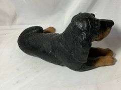 Vintage Large 16" Bloodhound Black Dog Resin