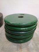 Six 5 lb barbell weights. 11c