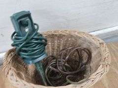 Basket with Extention Cord, Surge Protector & Outdoor Yard Stakes. 6B