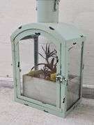 Distressed Green Lantern with Faux Plant & LED Lantern. 5C