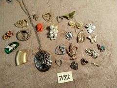 Vintage jewelry. Pins, brooches, earings.