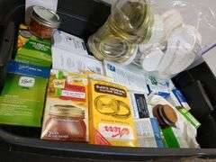 Tote of canning supplies. 9a