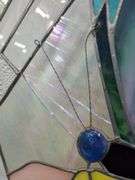 Stained glass oval butterfly window hanging 18.5" x 28.5"
