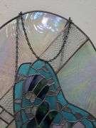 Stained glass oval butterfly window hanging 18.5" x 28.5"