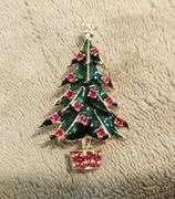 Vintage Christmas brooches and earrings. Beautiful leaded glass ornament.