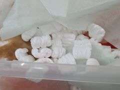 Sterilite Latch Top Storage Tote Full of Packing Supplies. 4A