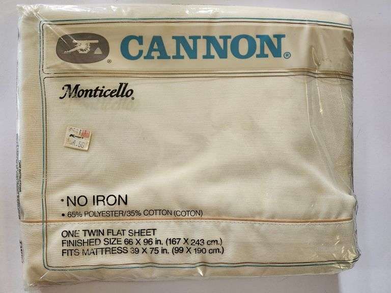 NOS Vintage Cannon Monticello twin flat sheet cream colored
