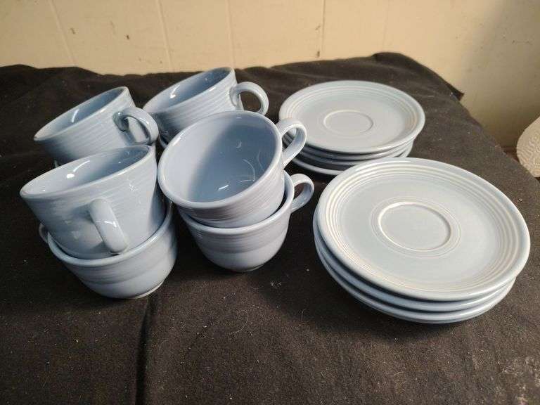 Blue Fiesta 8 cups and 8 saucers