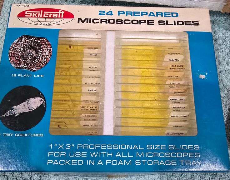 Vintage Microscope Lab w/Assorted Slide's