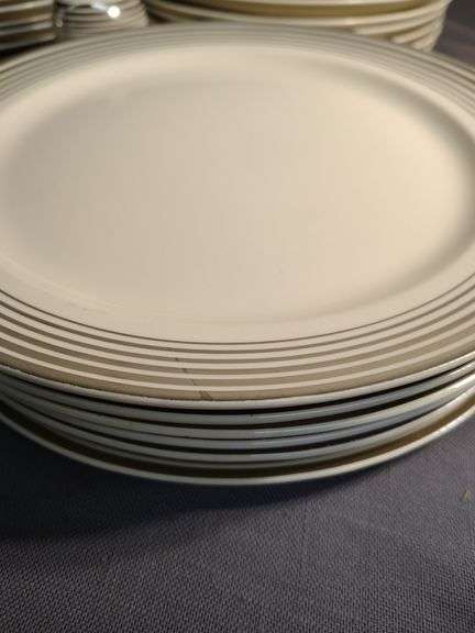 Smith&Taylor Platinum band China set- 27 dinner plates salt and pepper