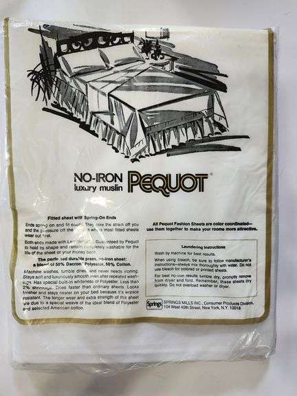 NOS Vintage white Pequot double flat sheet