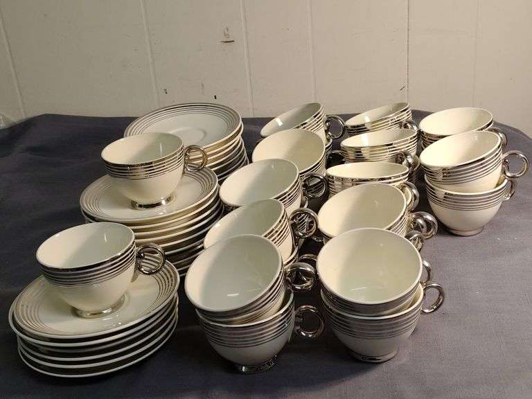 Smith&Taylor Platinum band China set- 26 cups 26 saucers