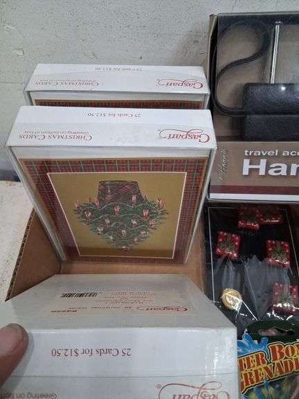 Nib water bomb grenades, christmas cards, button covers, and travel hanger. 3c