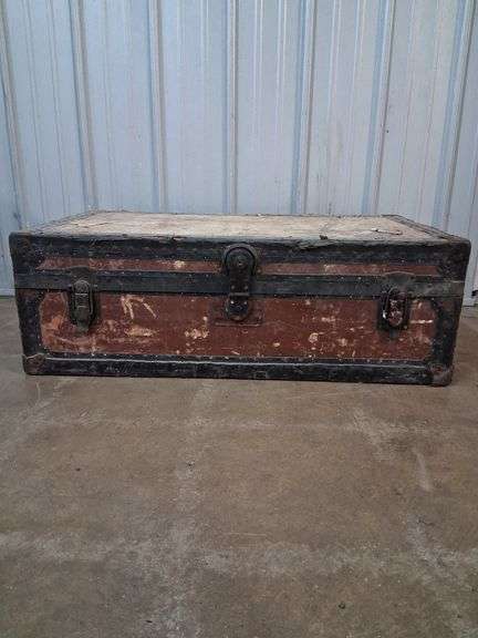 Locked Wooden Trunk with metal hardware