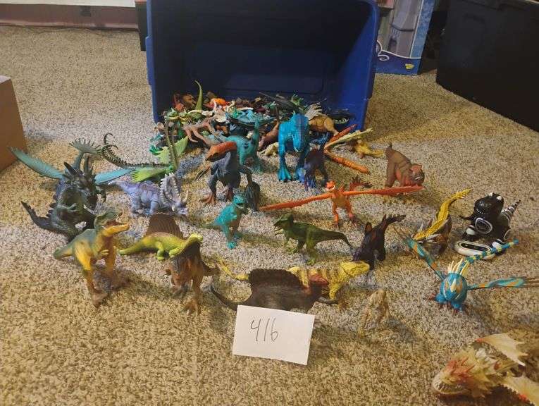 huge dinosaur lot with dinosaur tote with lid